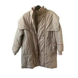 Vtg Mulberry Street Puffer Coat Gray Snap Hood 80s Joyce Stranger Things Size L